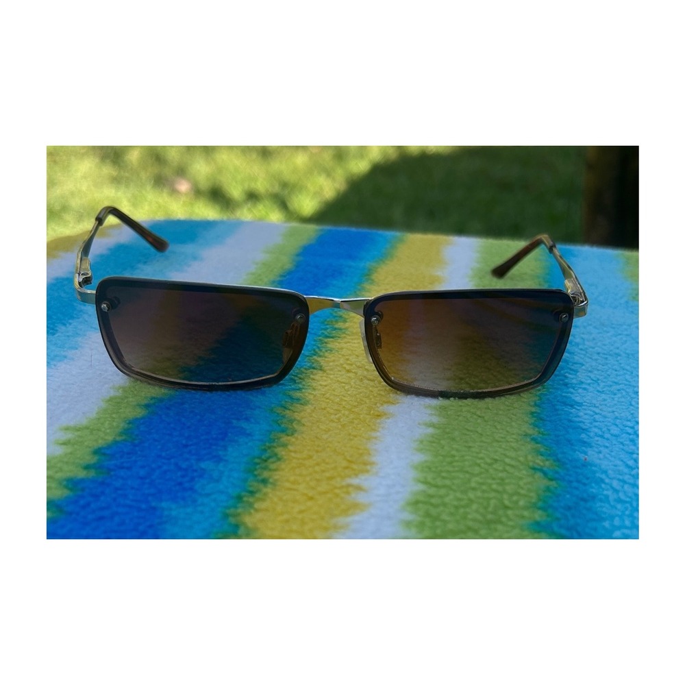 Panama Jack Sunglasses Unisex Brown Silver Good Etched Scroll Rectangular